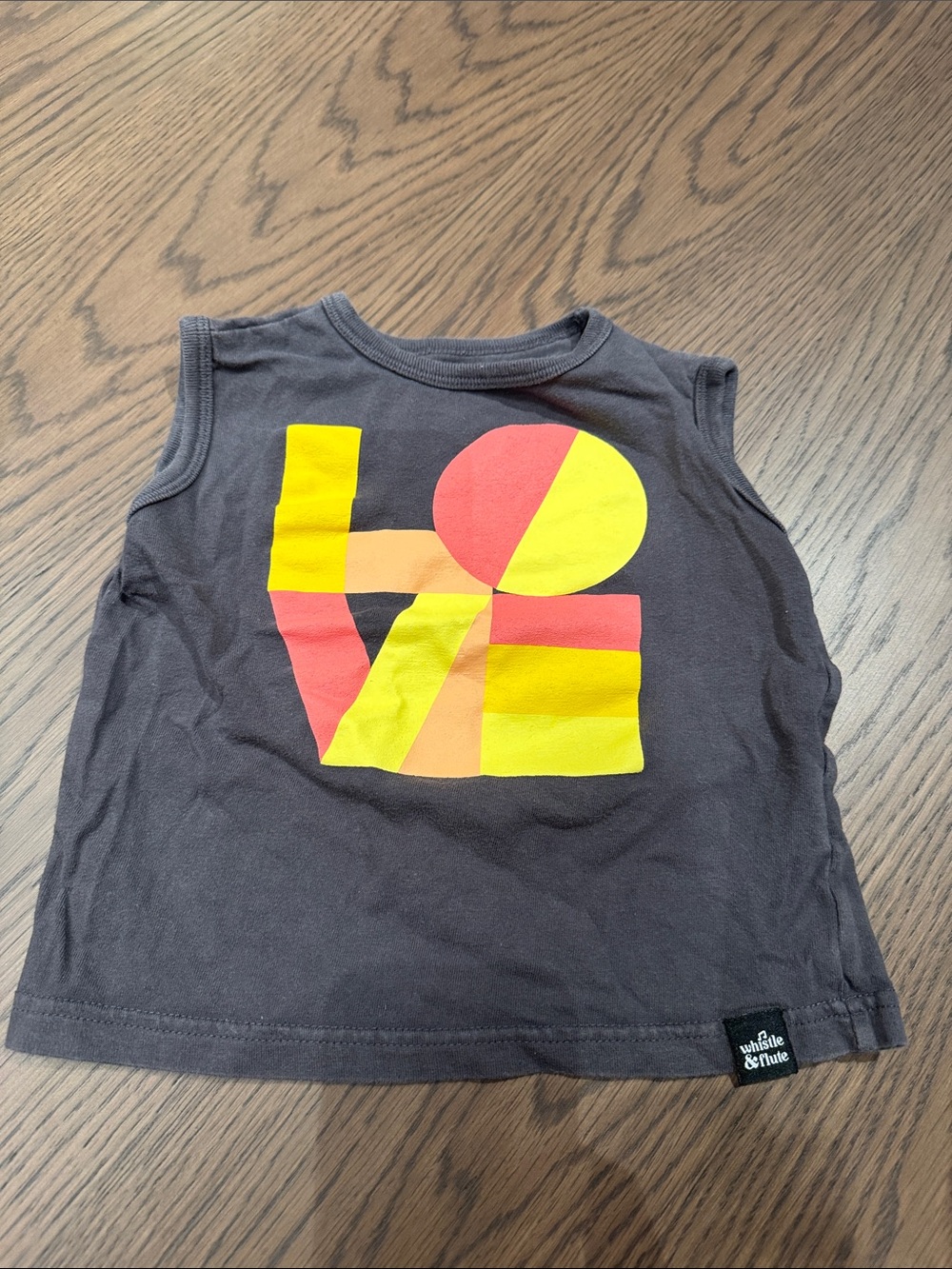 whistle & flute Kids Charcoal Tank with Yellow & Coral LOVE Graphic